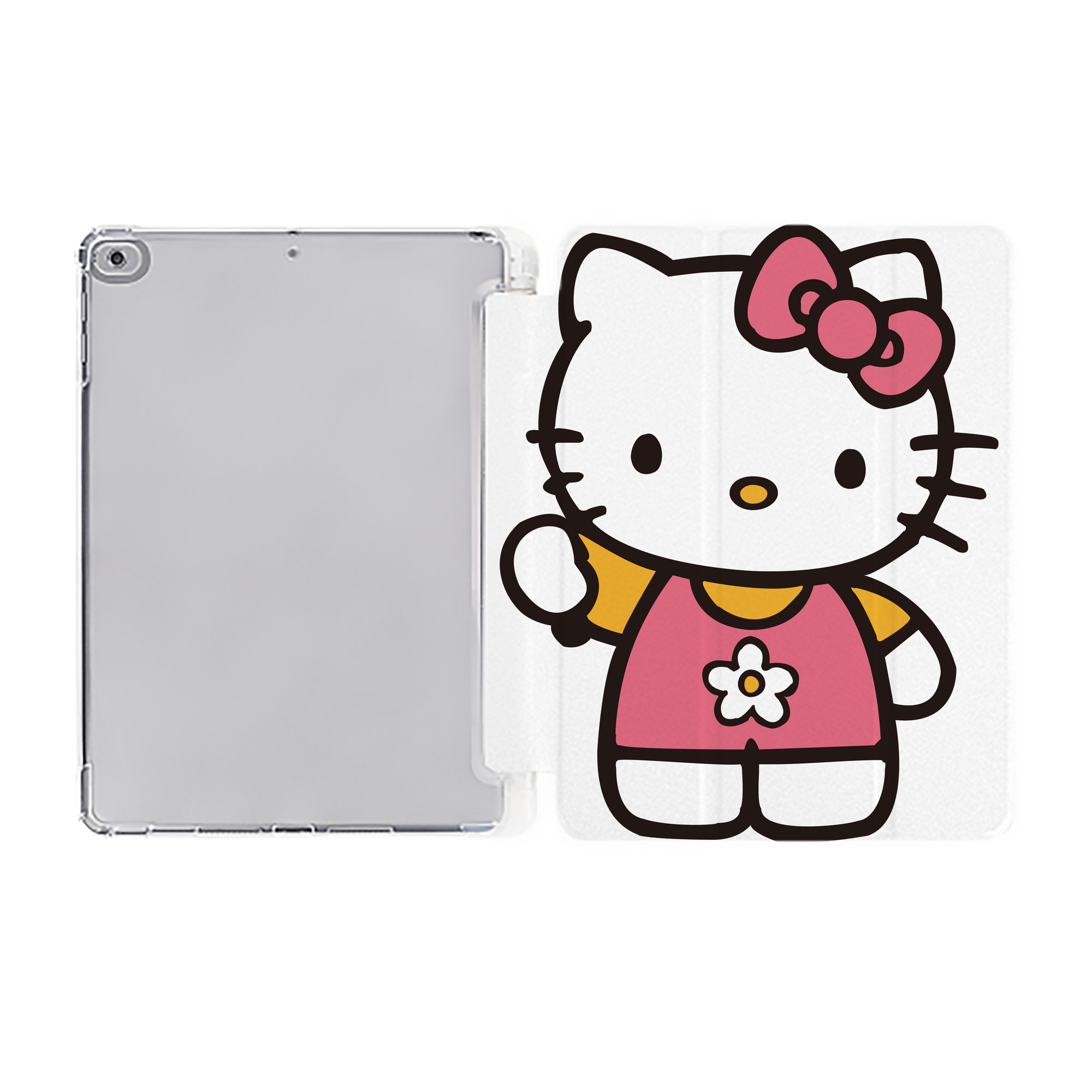 （画像用） Hello Kitty ハローキティ IPad ケース ペン収納付き 三つ折りスタンド PUレザー×シリコン 対応機種9.5/10.5/10.9インチ